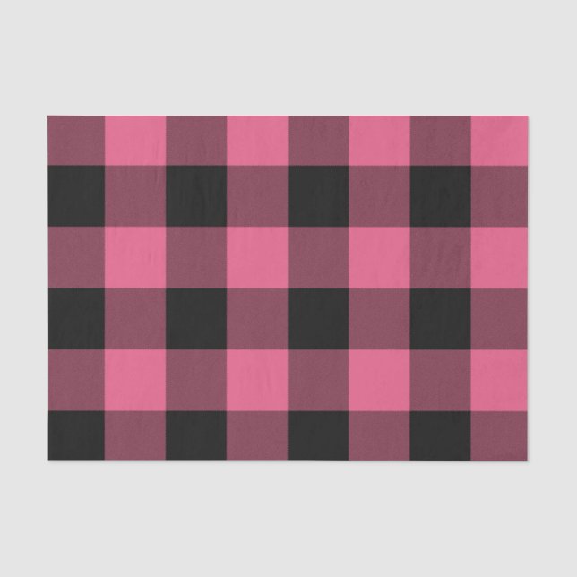Papier Mousseline Buffle rose et noir À damiers Plaid Rustique (Recto)