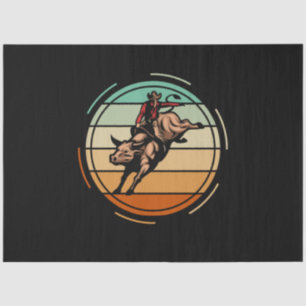 Papier Mousseline Bull Rider Rodeo Rider Cowboy Western Vintage