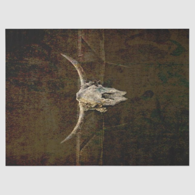 Papier Mousseline Bull Skull Western Country Brown Old Russe Grunge (Recto)