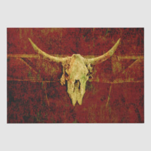 Papier Mousseline Bull Skull Western Pays Brown Russe Grunge Art