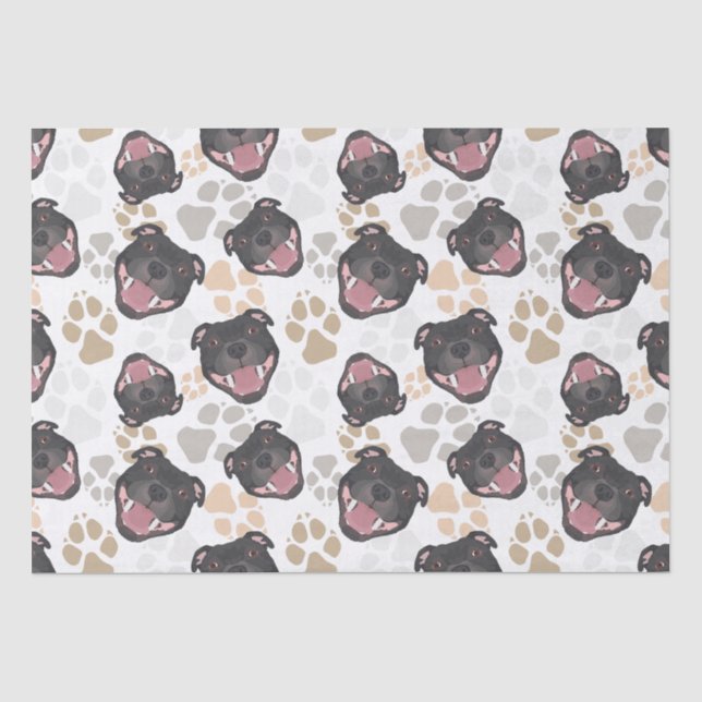 Papier Mousseline Bull-terrier du Staffordshire de motif de pattes (Recto)