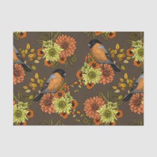 Papier Mousseline Bullfinch on autumn floral