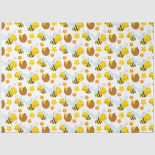 Papier Mousseline Bumble Bee and Flowers Motif