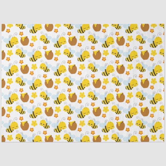 Papier Mousseline Bumble Bee and Flowers Motif (Recto)