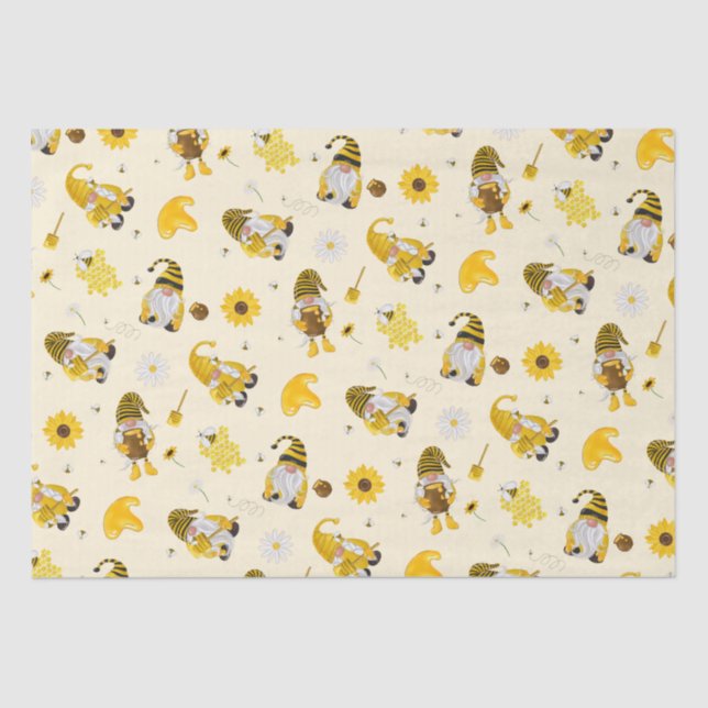 Papier Mousseline Bumble Bee Tournesol Jaune Gnome Tissu Papier (Recto)