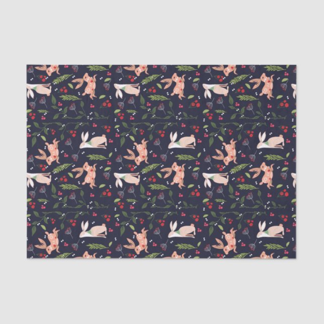 Papier Mousseline Bunnies d'art populaire scandinave (Recto)