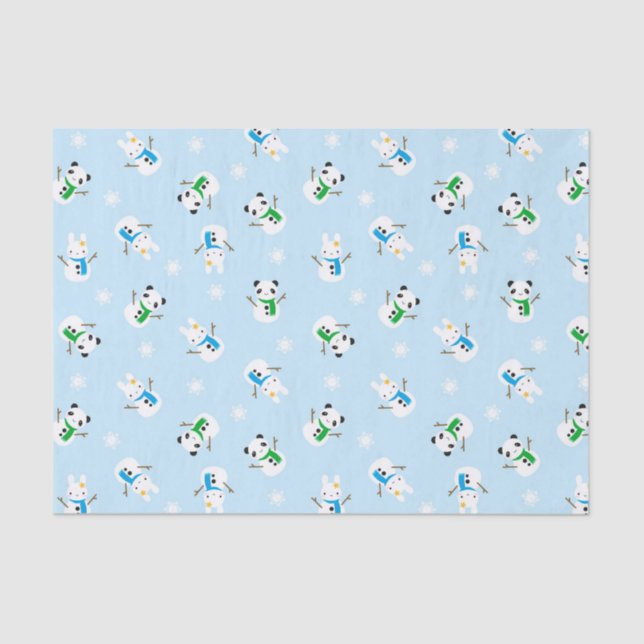 Papier Mousseline Bunnies De Neige Et Pandas De Neige (Recto)