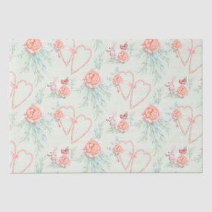 Papier Mousseline Bunny Love et Rose Watercolor Tissu Papier
