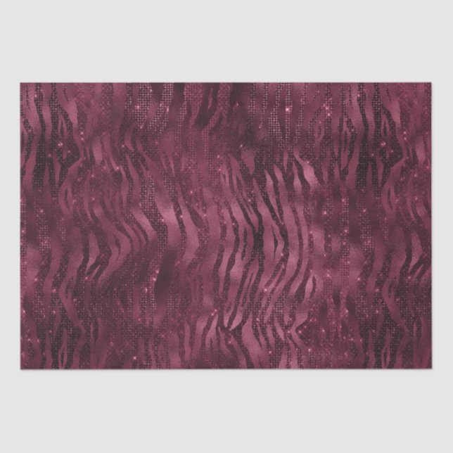 Papier Mousseline Burgundy Red Zebra Print (Recto)