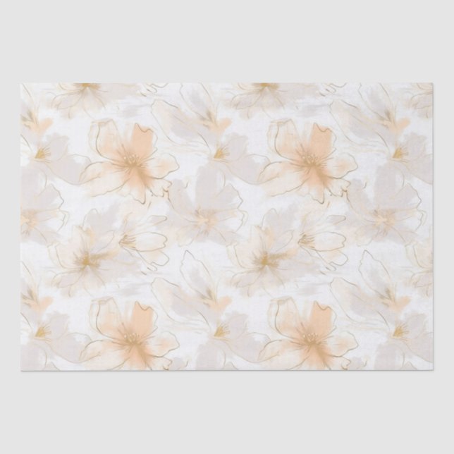 Papier Mousseline Bush et Taupe Modern Art Floral (Recto)