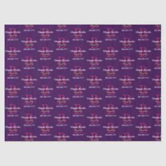 Papier Mousseline Business Promo, Name, Monogram & Title on Purple