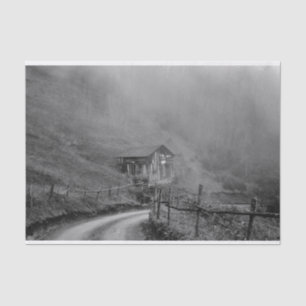 Papier Mousseline Cabane en bois dans la nature/brouillard en montag