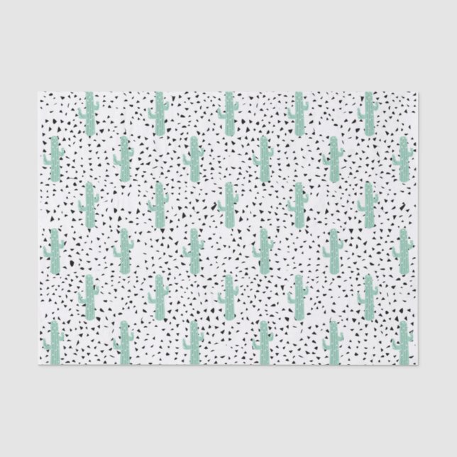 Papier Mousseline Cactus et triangles abstraits artistiques modernes (Recto)