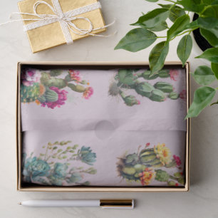 Papier Mousseline Cactus Lavande Succulent Tropical