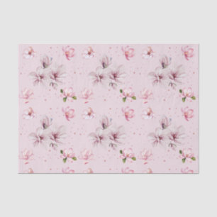 Papier Mousseline Cadeau d'aquarelle florale de Magnolia rose pâle