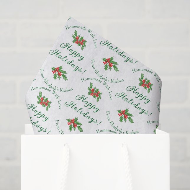 Papier Mousseline Cadeau de cuisine de vacances modifiable blanc Joy (Sac cadeau)