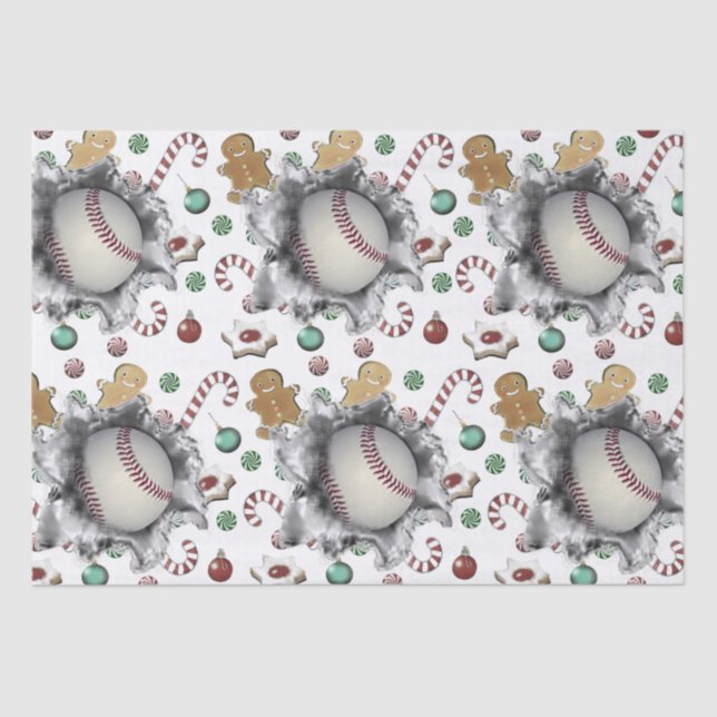Papier Mousseline Cadeau de Noël de baseball (Recto)