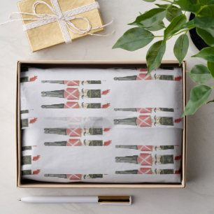 Papier Mousseline Cadeau de Noël traditionnel Casse-noix aquarelle