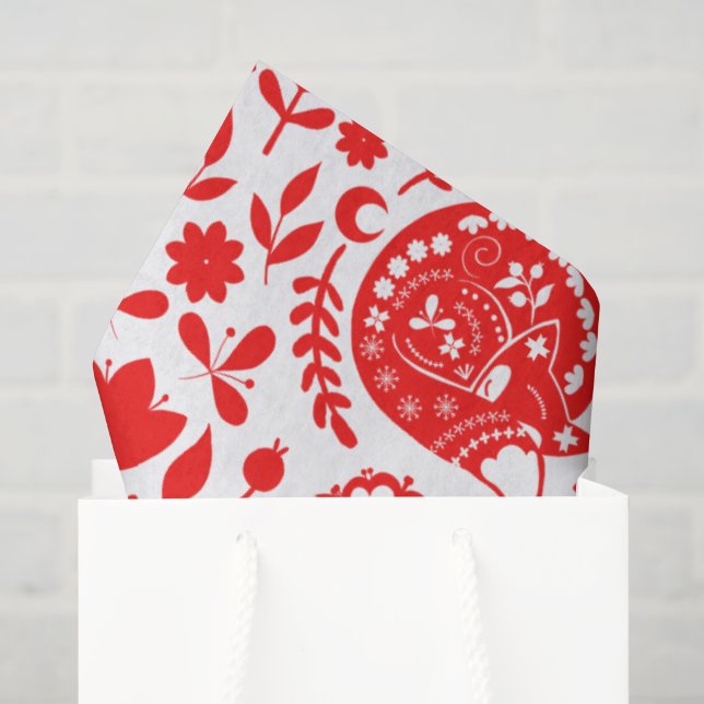 Papier Mousseline Cadeau de renard endormi d'art populaire (Sac cadeau)