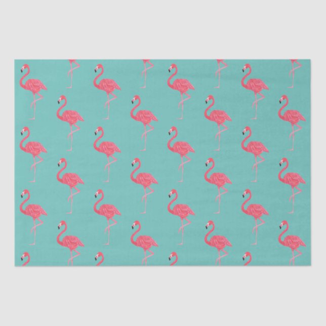 Papier Mousseline Cadeau d'enveloppement de Flamant rose turquoise e (Recto)