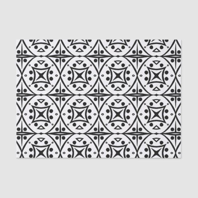 Papier Mousseline Cadeau Motif en carreaux noir et blanc (Recto)