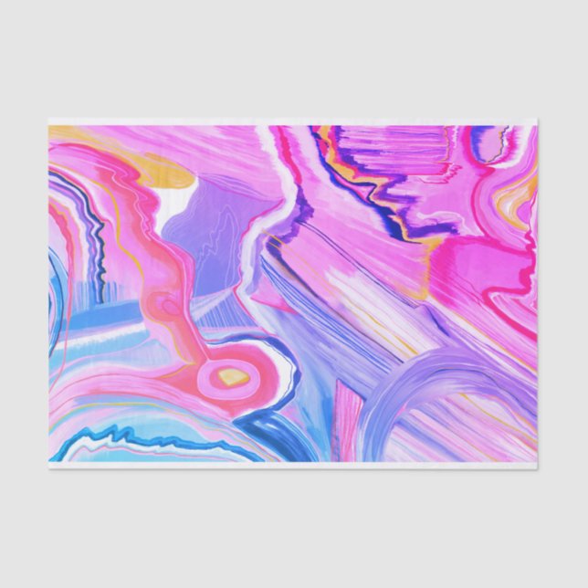 Papier Mousseline Cadeau Peint à la main Peinture Abstraite (Recto)