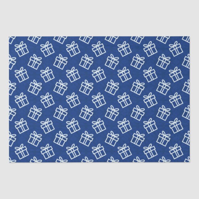 Papier Mousseline Cadeaux blancs de Noël avec Arrière - plan bleu (Recto)