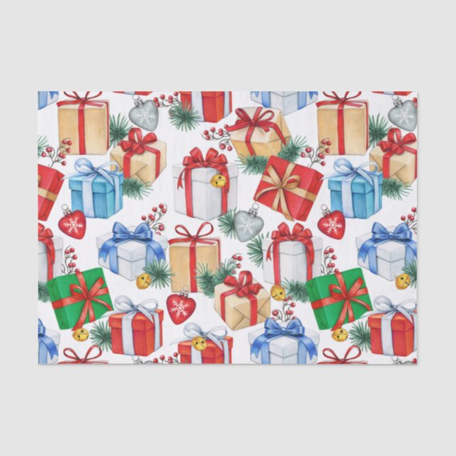Papier Mousseline Cadeaux de Noël colorés (Recto)