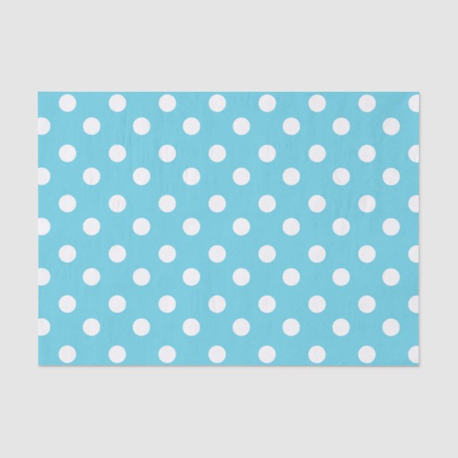 Papier Mousseline Cadeaux Motifs Pois bleu et blanc (Recto)