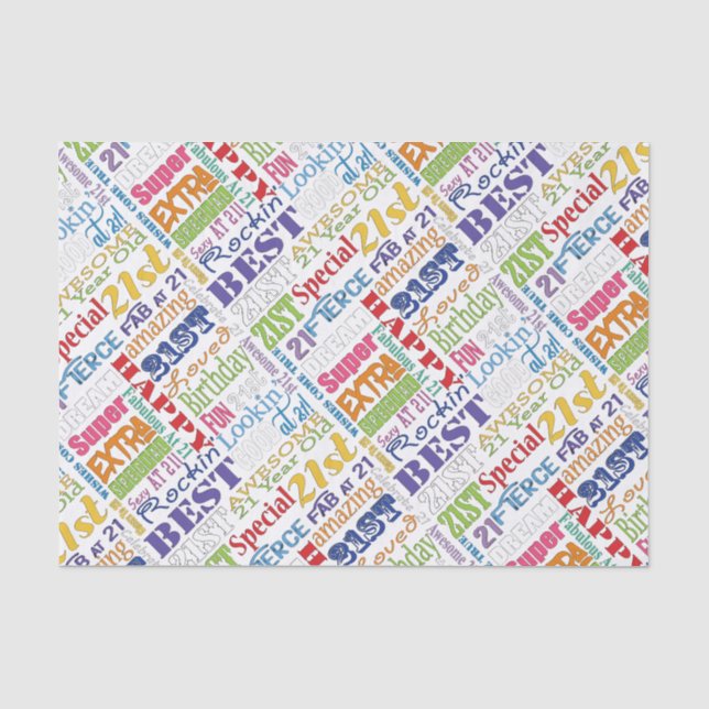 Papier Mousseline Cadeaux Uniques Et Spéciaux De Fête Du 21E Anniver (Recto)
