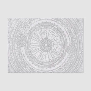 Papier Mousseline Cadre de carte astro avec texte latin décoloré
