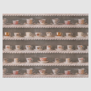Papier Mousseline Café & Tasses À Thé Sur Une Étagère Cute Motif Pho