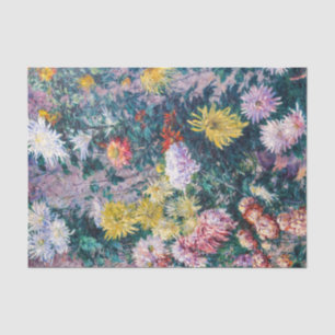Papier Mousseline Caillebotte - Chrysanthèmes blanc et jaune