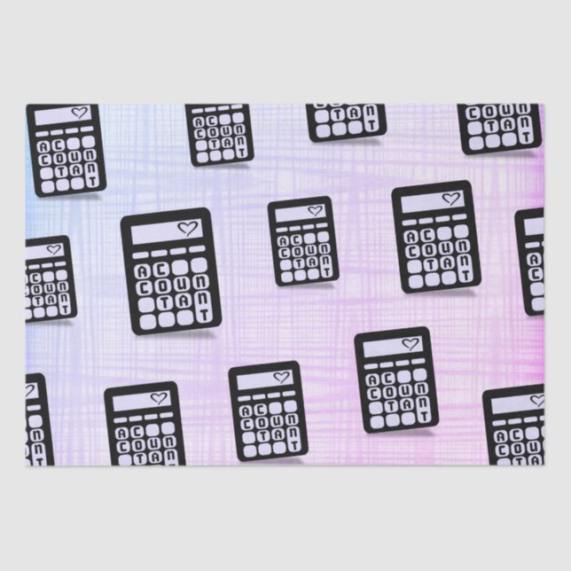 Papier Mousseline Calculatrice Comptable Coeur rose bleu pourpre (Recto)