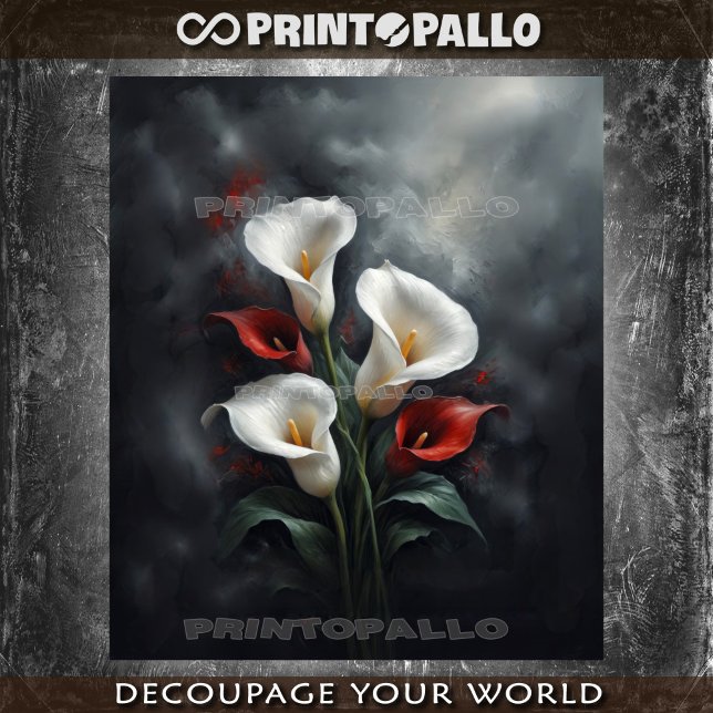 Papier Mousseline Calla lys composition des fleurs #2 en noir (Créateur téléchargé)