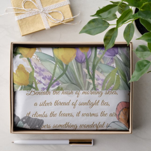 Papier Mousseline Calligraphie manuscrite blanche Botanique moderne (Cadeau)