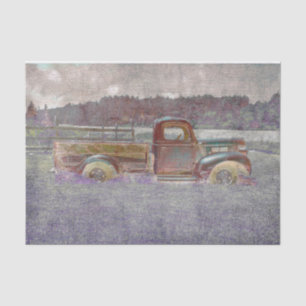 Papier Mousseline Camion de ferme vintage Retro Rustic Red Purple Ar