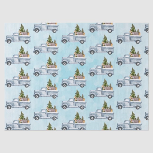 Papier Mousseline Camion de Noël avec de mignons animaux Motif (Recto)