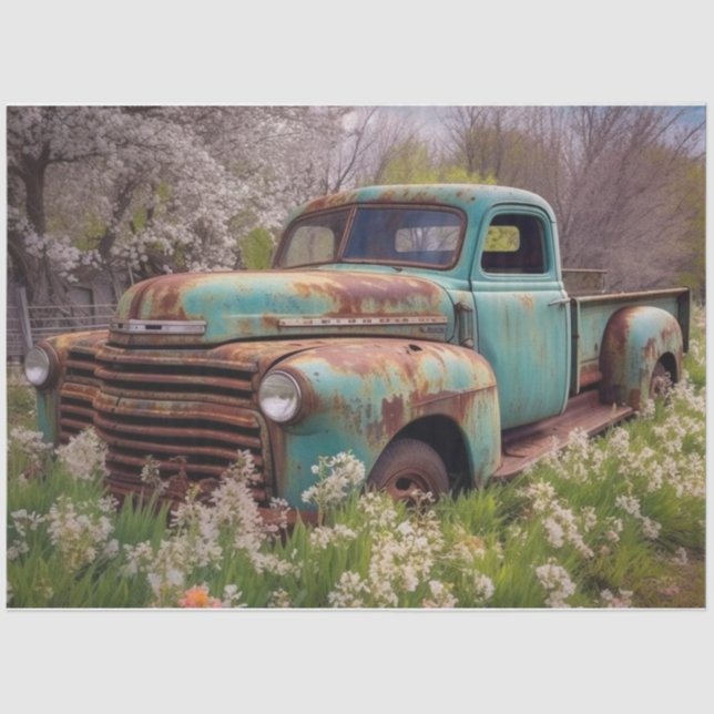 Papier Mousseline Camion rouillé (Recto)