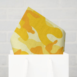 Papier Mousseline Camo Jaune Lumineux Happy Cadeau Papier Tissu