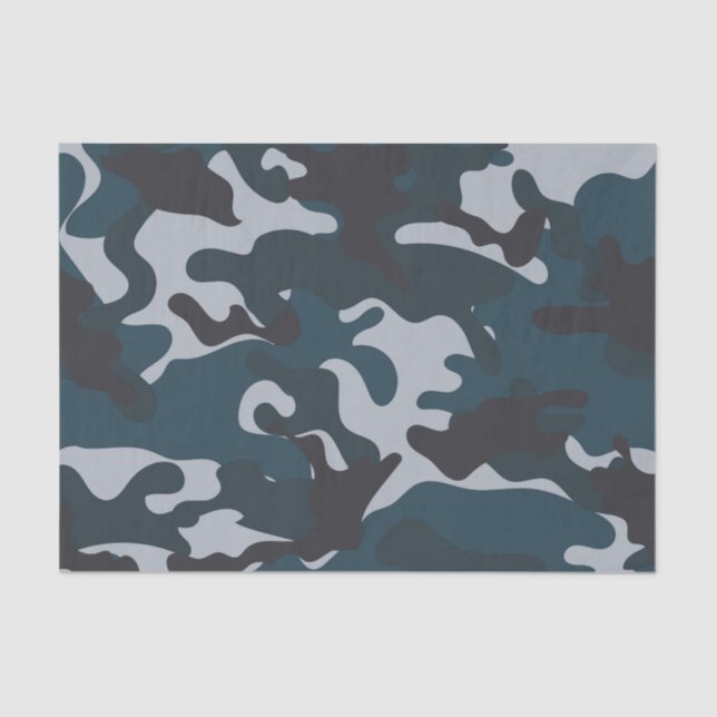 Papier Mousseline Camouflage bleu (Recto)