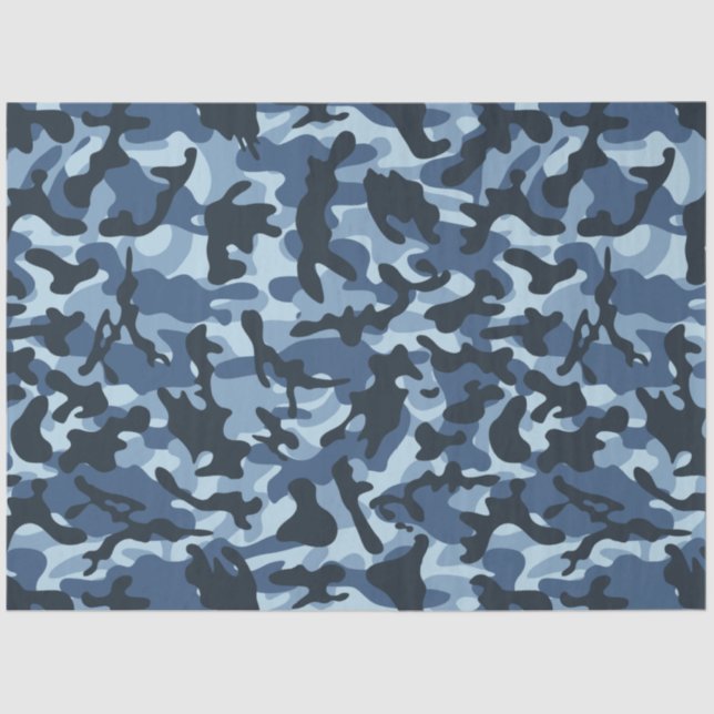 Papier Mousseline Camouflage bleu (Recto)