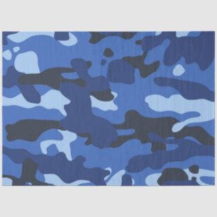 Papier Mousseline Camouflage Bleu Camo Motif de l'armée