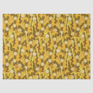 Papier Mousseline Camouflage Cactus, Motif Floral, Jaune Doré