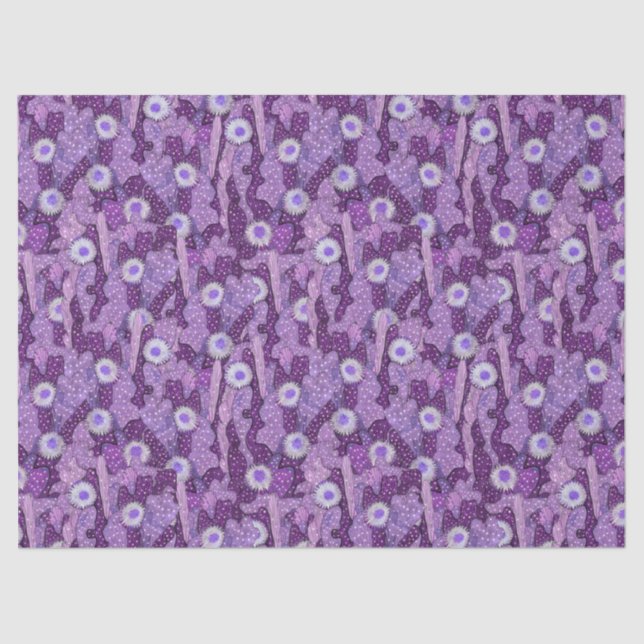 Papier Mousseline Camouflage Cactus, Motif Floral, Violet Violet Vio (Recto)