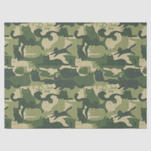 Papier Mousseline Camouflage Chats Motif Armée Green Kitty Cats Camo