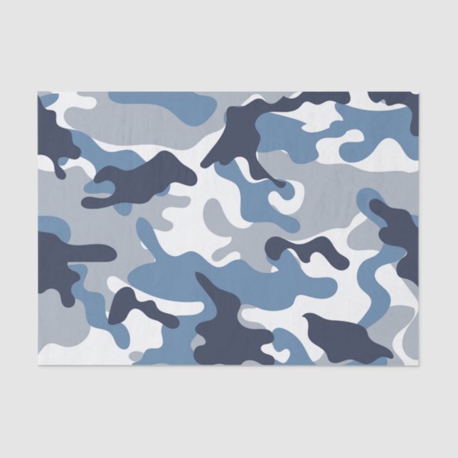 Papier Mousseline Camouflage de bleu et de blanc (Recto)