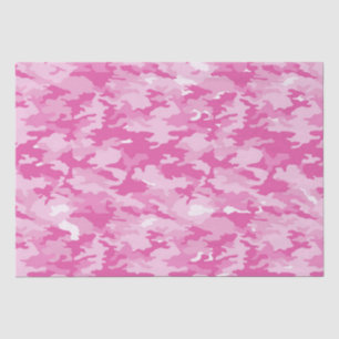 Papier Mousseline Camouflage rose et blanc Anniversaire