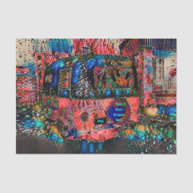 Papier Mousseline Camper Retro Hippie Trouvez Votre Groove Et Votre  (Recto)