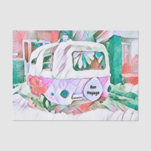 Papier Mousseline Campeur Rétro Vintage Hippie Bon Voyage Aventure